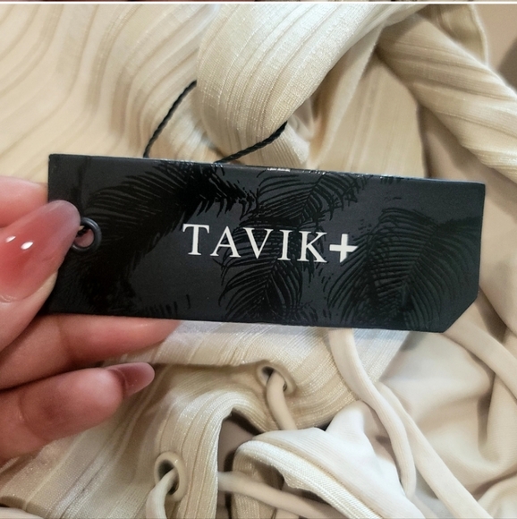 NEW TAVIK/REVOLVE Roan Slinky Ribbed One-Piece Swimsuit IN tapioca XS - Picture 9 of 15